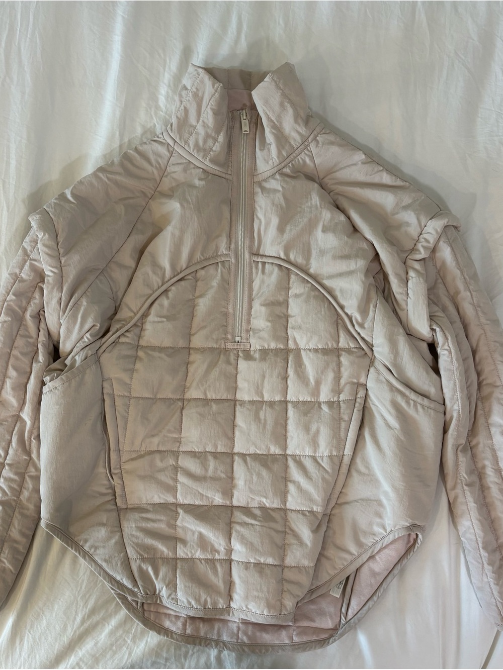 FP Movement by Free People Nude Beige Quilted Half-Zip Puffer